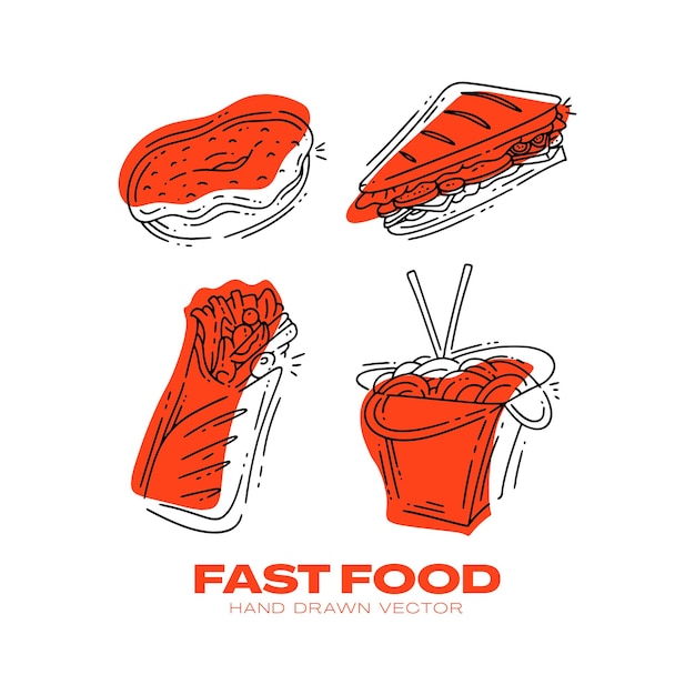 fast food hand drawn doodle hand drawn