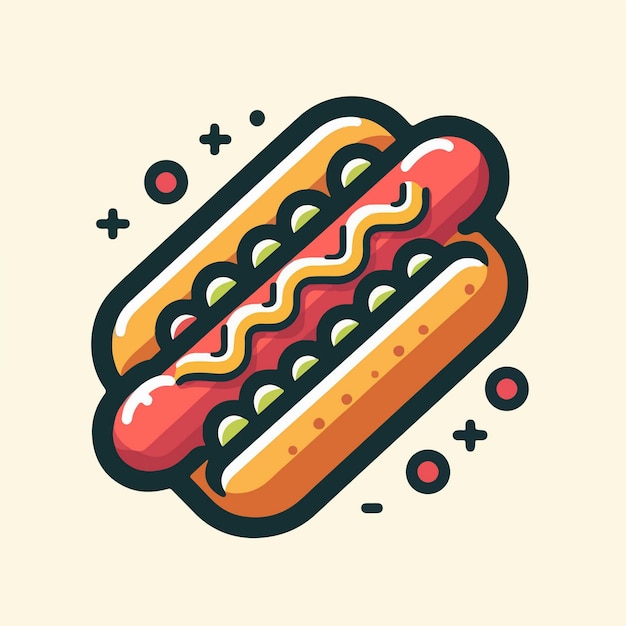 Vector fast food hot dog