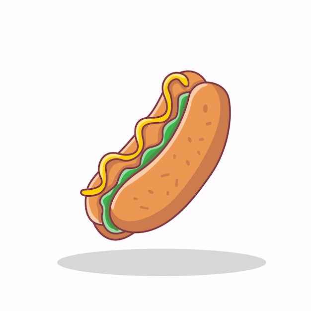 Fast food hotdog icon illustration