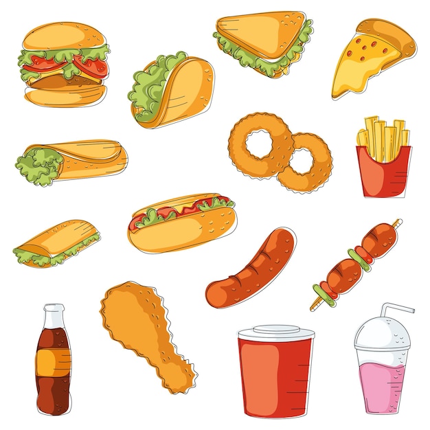 Fast food icon pattern Restaurant wallpaper Vector