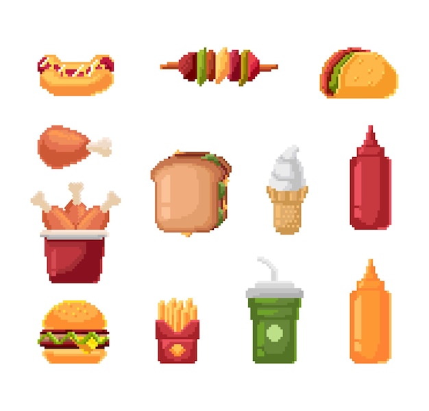 Icona di fast food pixel art