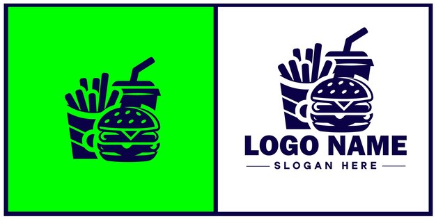 Vector fast food icon quickservice food junk food takeout flat logo sign symbol editable vector