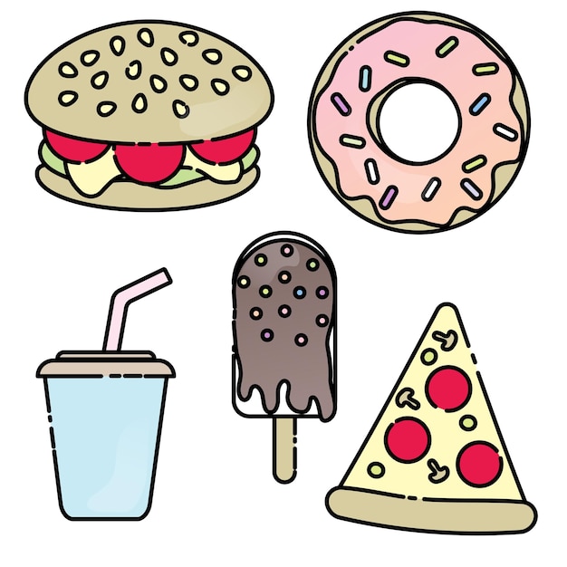 Fast food icon set restaurants menu isolated icons objects on white background