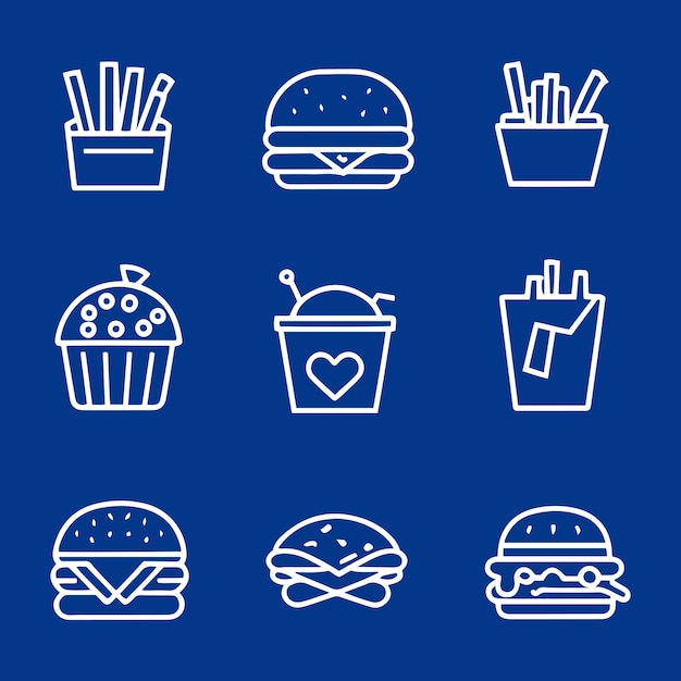 Vector fast food icons vector outline (vector schets van fast food iconen)