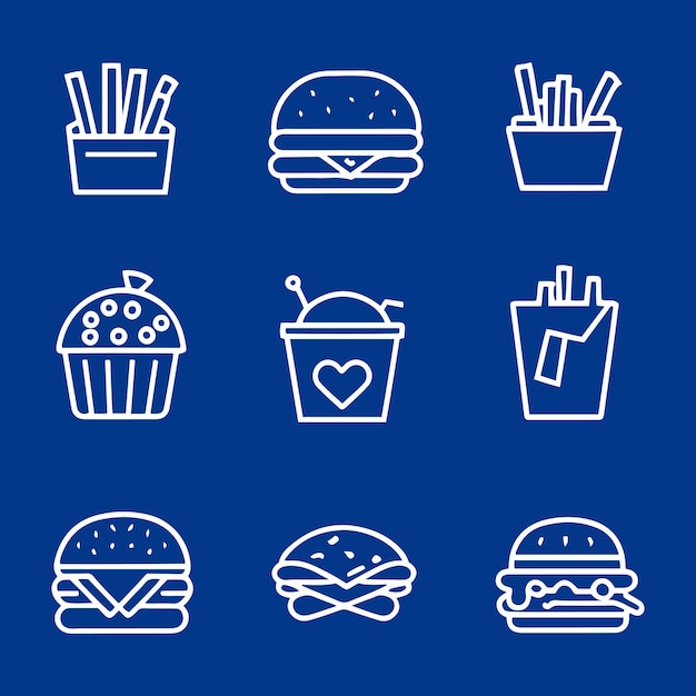 Vector fast food icons vector outline