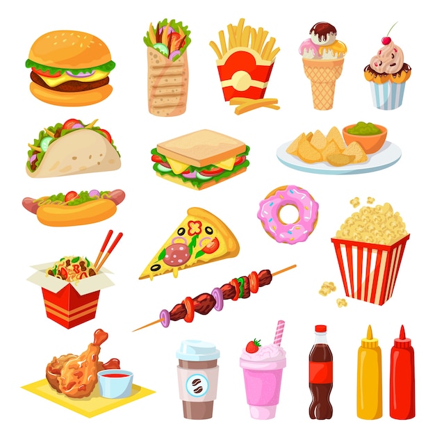 fast food illustration set