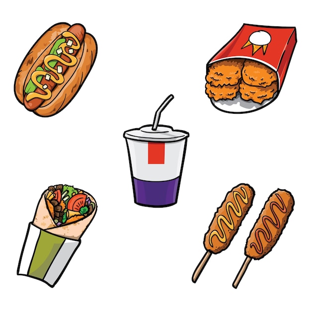 Vector fast food illustration set