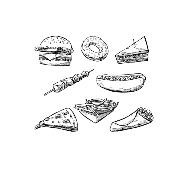 Set di illustrazione di fast food