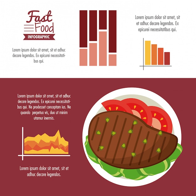 Vettore design colorato infografica fast food