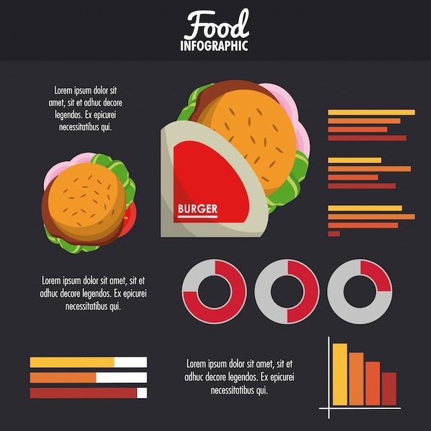 Vettore design colorato infografica fast food