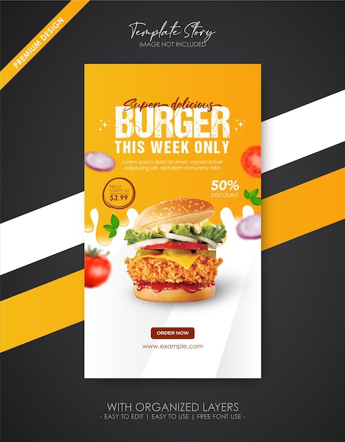 Vector fast food instagram story template