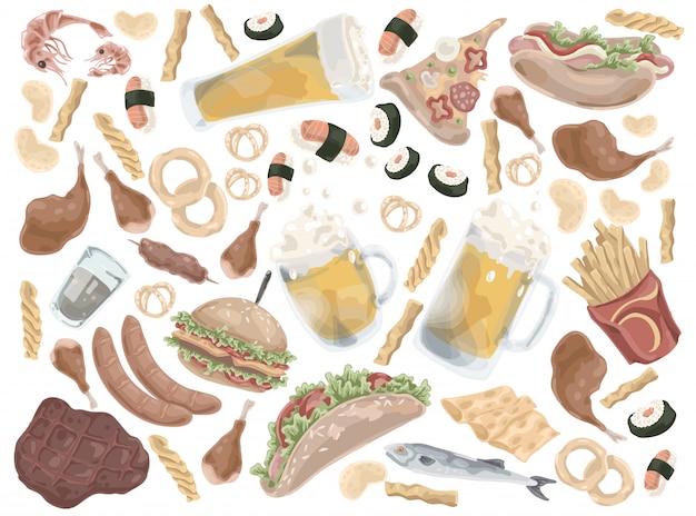 Party Junk Food Lines Vector & Photo (Free Trial) | Bigstock