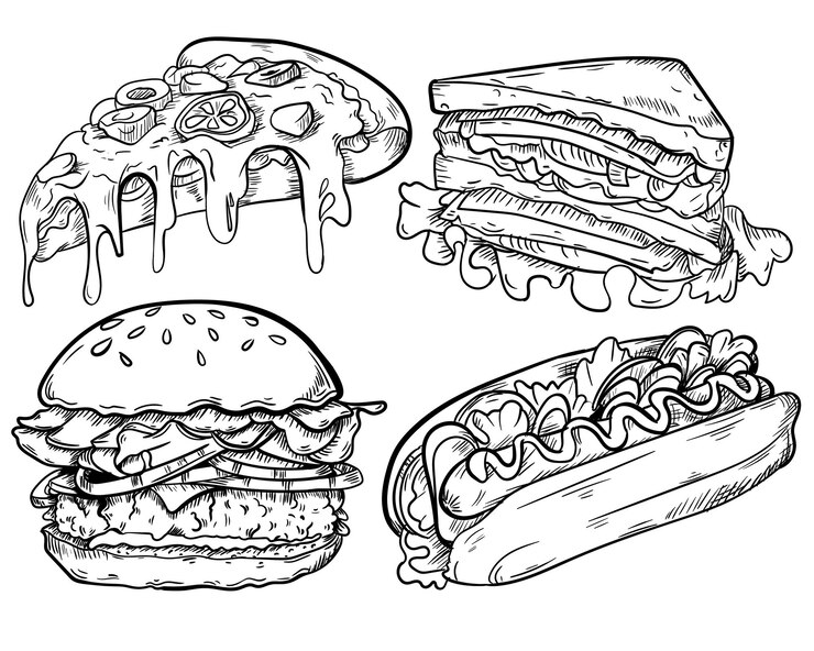 fast food line collection background