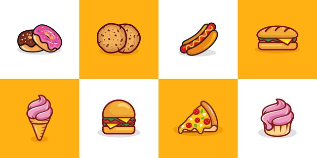 Fast food logo set