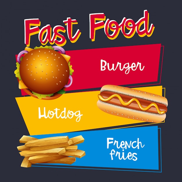 Fast-food-menu met hamburger en hotdog