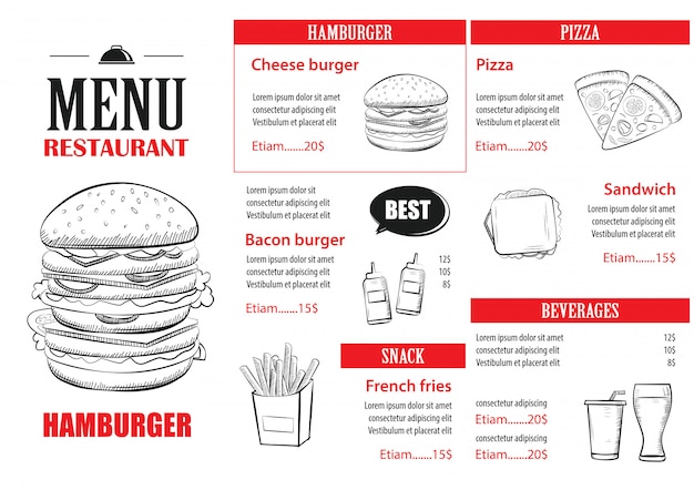 Fast food menu ontwerpsjabloon.