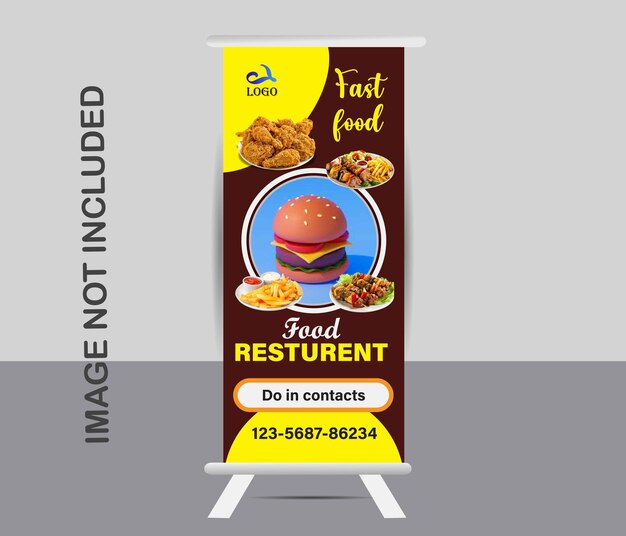 Вектор Меню быстрого питания roll up banner designfood and restaurantпицца