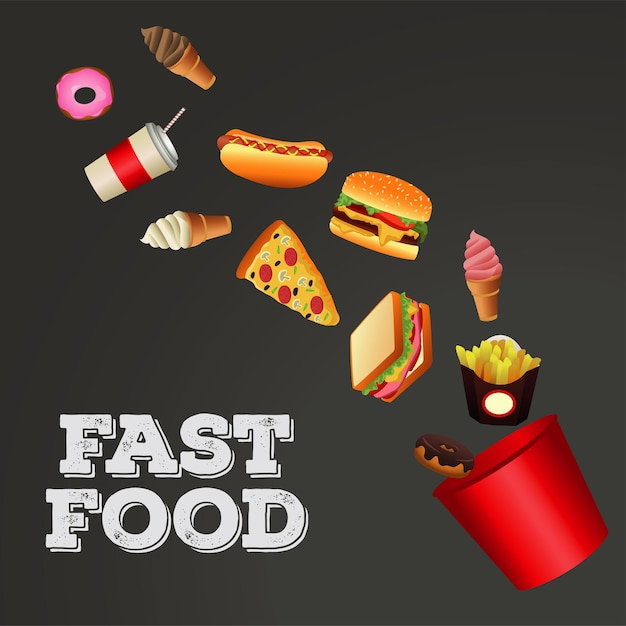 Premium Vector | Fast food menu template in gray background