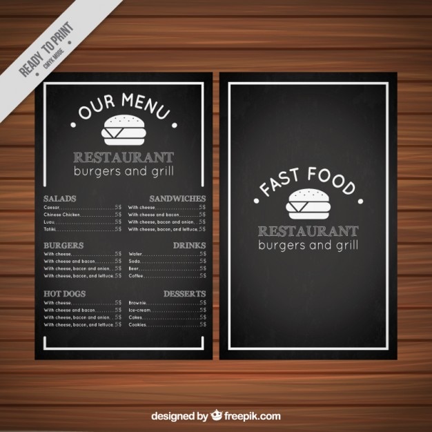 Vettore modello di menu fast food