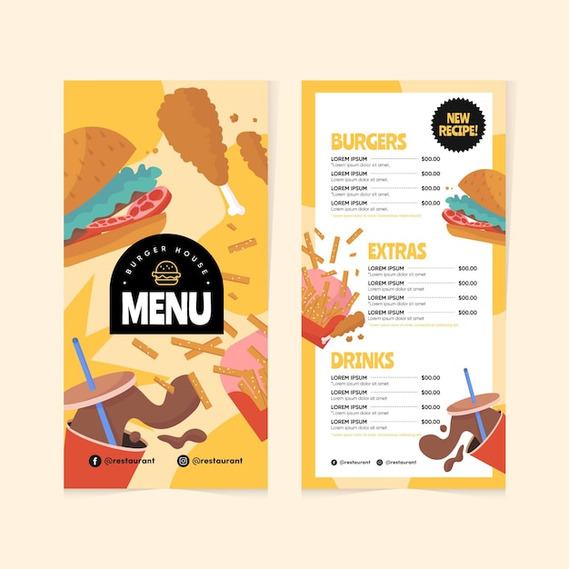 Modello di menu fast food