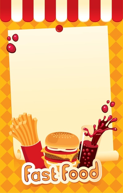 Vector fast food menu with price list