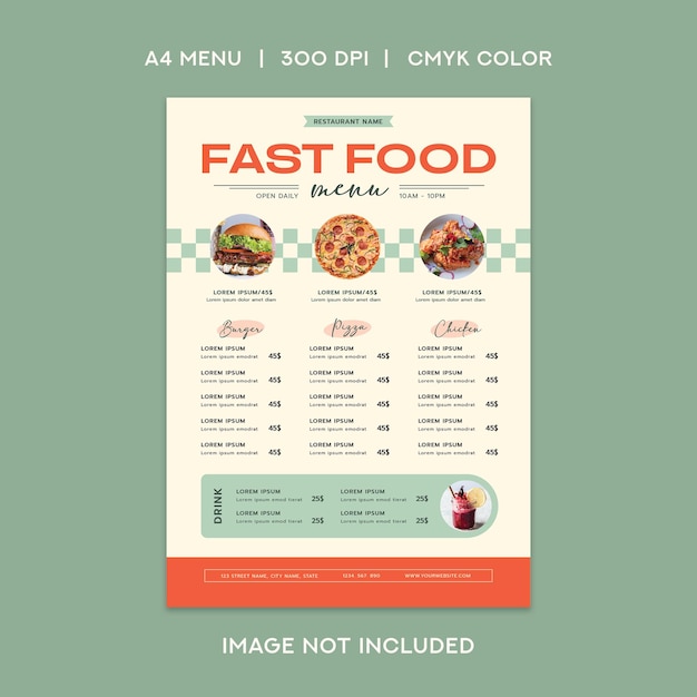 Vector fast food menu