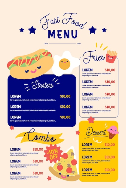 Vector fast food menu