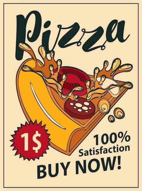 Poster di fast food con pizza