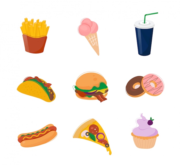 Fast food products set