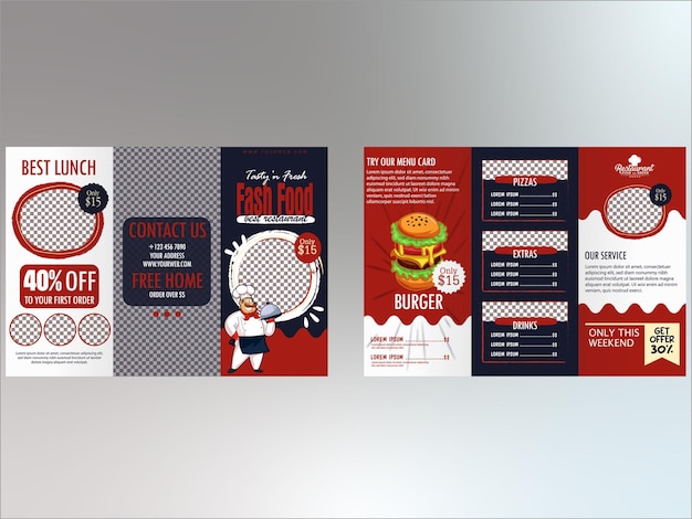 Vector fast food restaurant brochure template