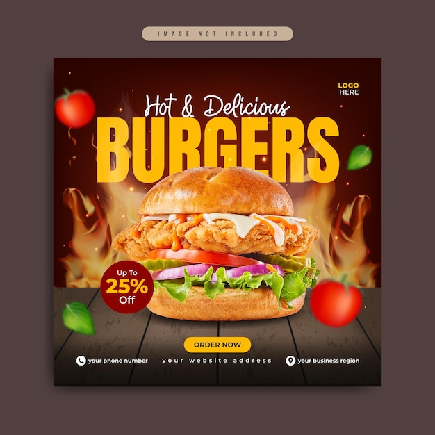 Fast food restaurant business marketing social media post or web banner