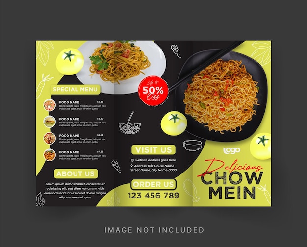 Fast food restaurant menu brochure template