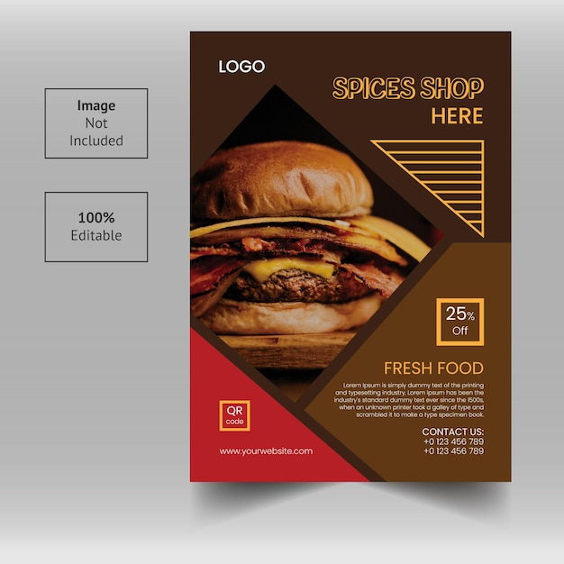 Progettazione di volantini per menu fast food e ristoranti