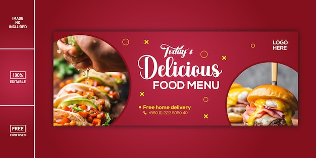 Disegno del modello di banner web di marketing sui social media del menu del ristorante fast food