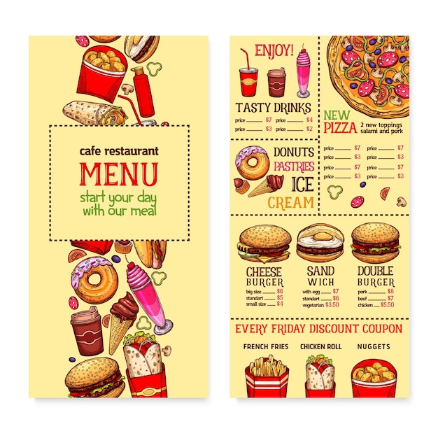 Fast food restaurant menu template