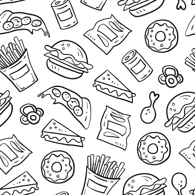 Fast food restaurant seamless background