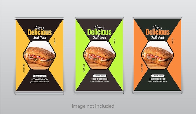 Vector fast food restaurant tabletop banners design template