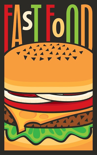 Vector fast food restaurant with cheeseburger