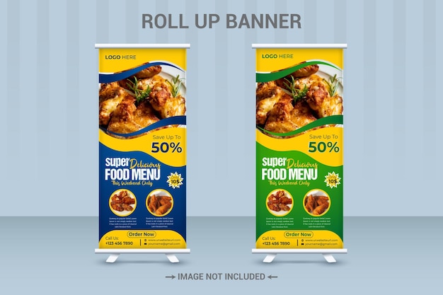 Fast food roll up banner restaurant menu template