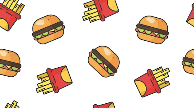 Fast food seamless pattern illustration