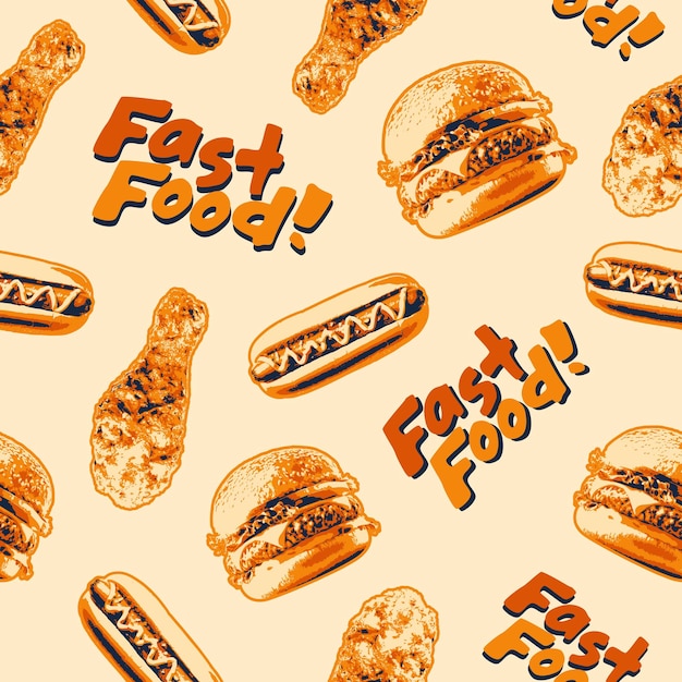 Vector fast food seamless pattern