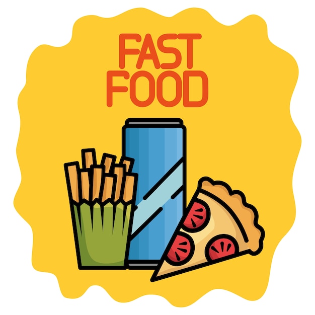 Vector fast food set icons vector illustration design