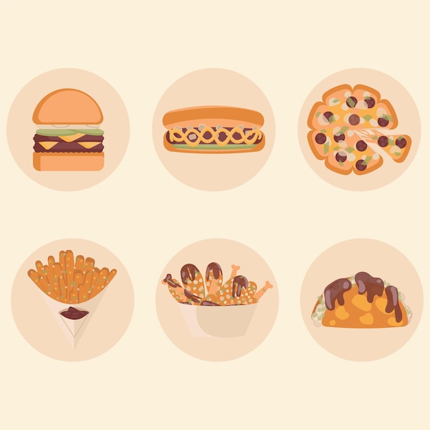 Fast Food Set Vector Illustration