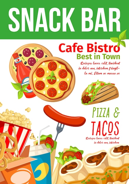 Fast food snack bar e menu bistrot