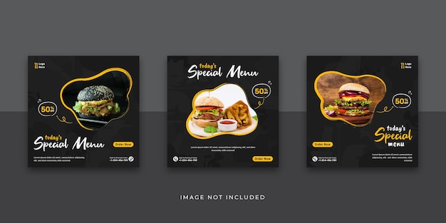 Modello di post instagram per social media fast food