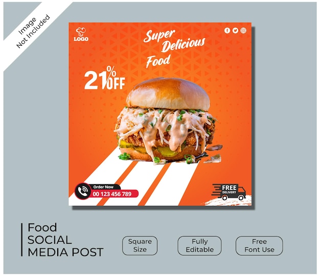 Vector fast food social media post design