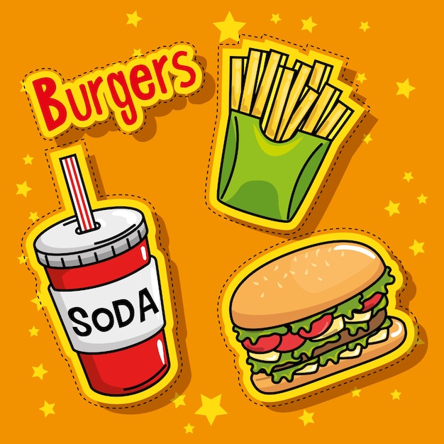 Fast food stickers pop art