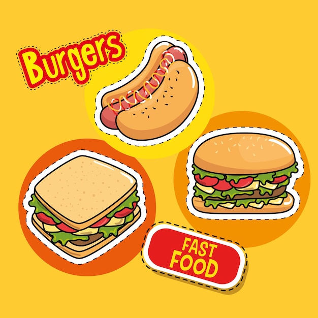 Fast food stickers pop art