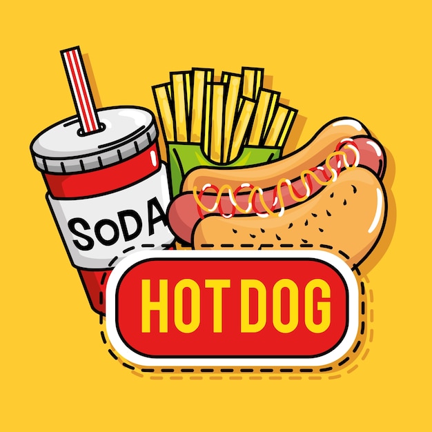 Vector fast food stickers pop art