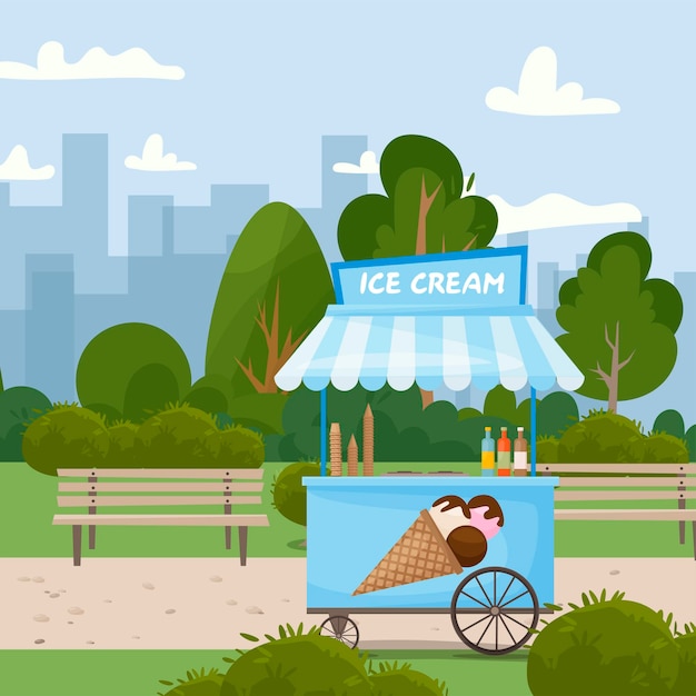 Fast food street food carretto del gelato nel parco